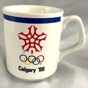 Vintage 1988 Calgary Olympic USA Team Pair of White Mugs